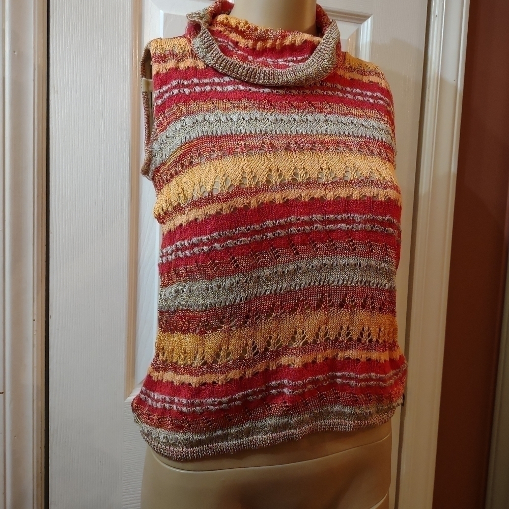 Jones New York collection petite Woman's Size PM sleeveless knit blouse shirt